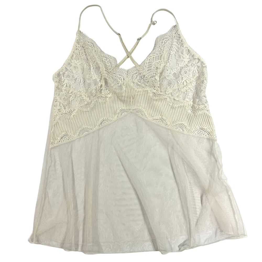 Victorias Secret White Lace Mesh Babydoll Lingerie Chemise